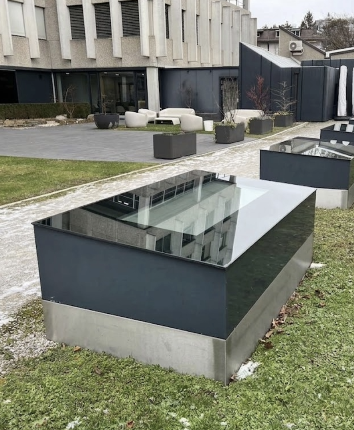 Minimalist metal railing on balcony