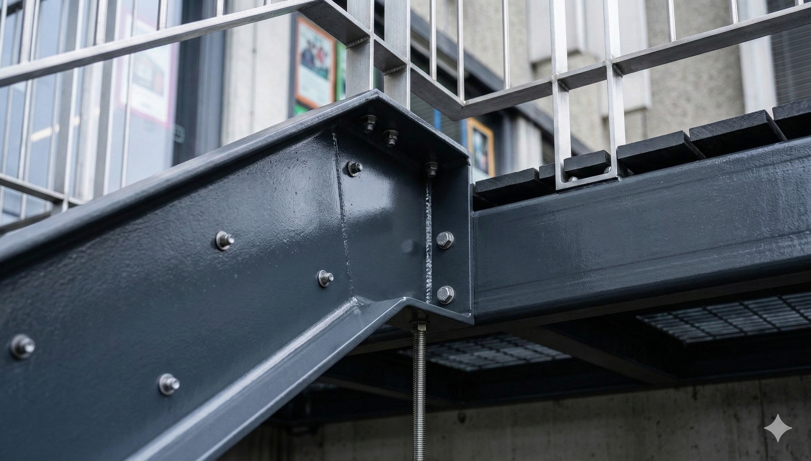 zoom sur structure métallique escaliers